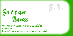 zoltan nanu business card